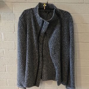 Eileen Fisher Black and Gray Textured Blazer